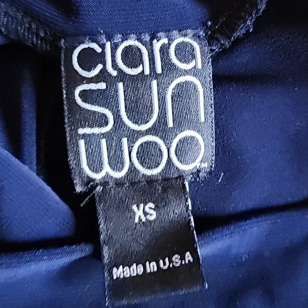 Clara Sun Woo Signature Palazzo Pants Sz XS in blue Wide Leg High-Rise Trouser